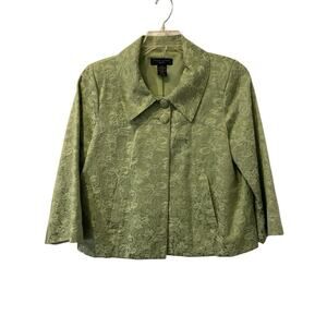 Silk Land Petite Large Green Brocade Swing Jacket Blazer
